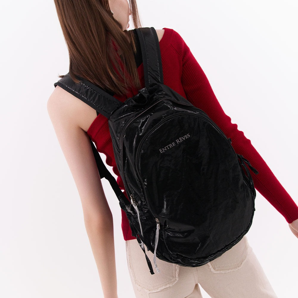 MELLOW SHELL BACKPACK - SHINE BLACK - Entre Reves US