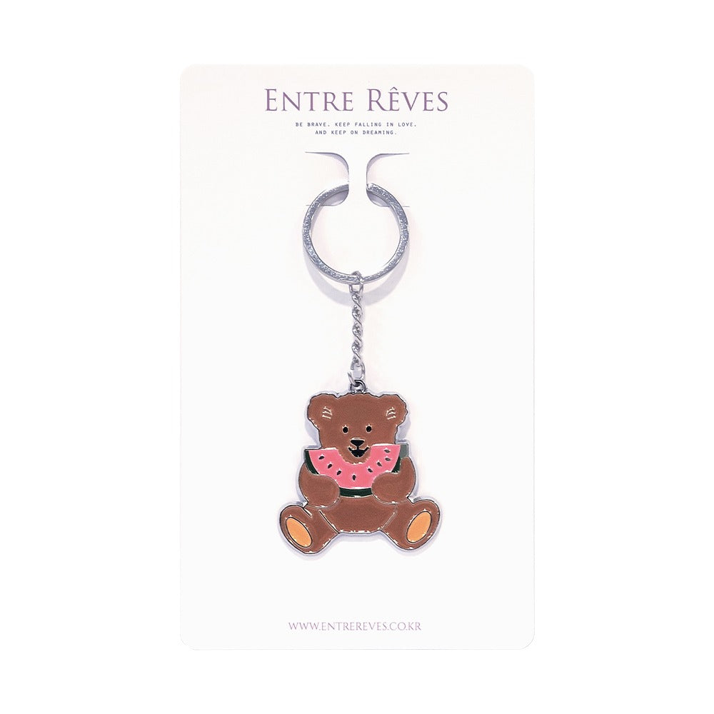 WATERMELON TEDDY METAL KEYRING - Entre Reves US