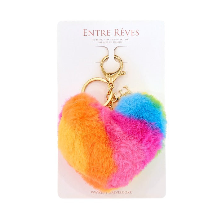 HEART FUR KEYRING RAINBOW - Entre Reves US