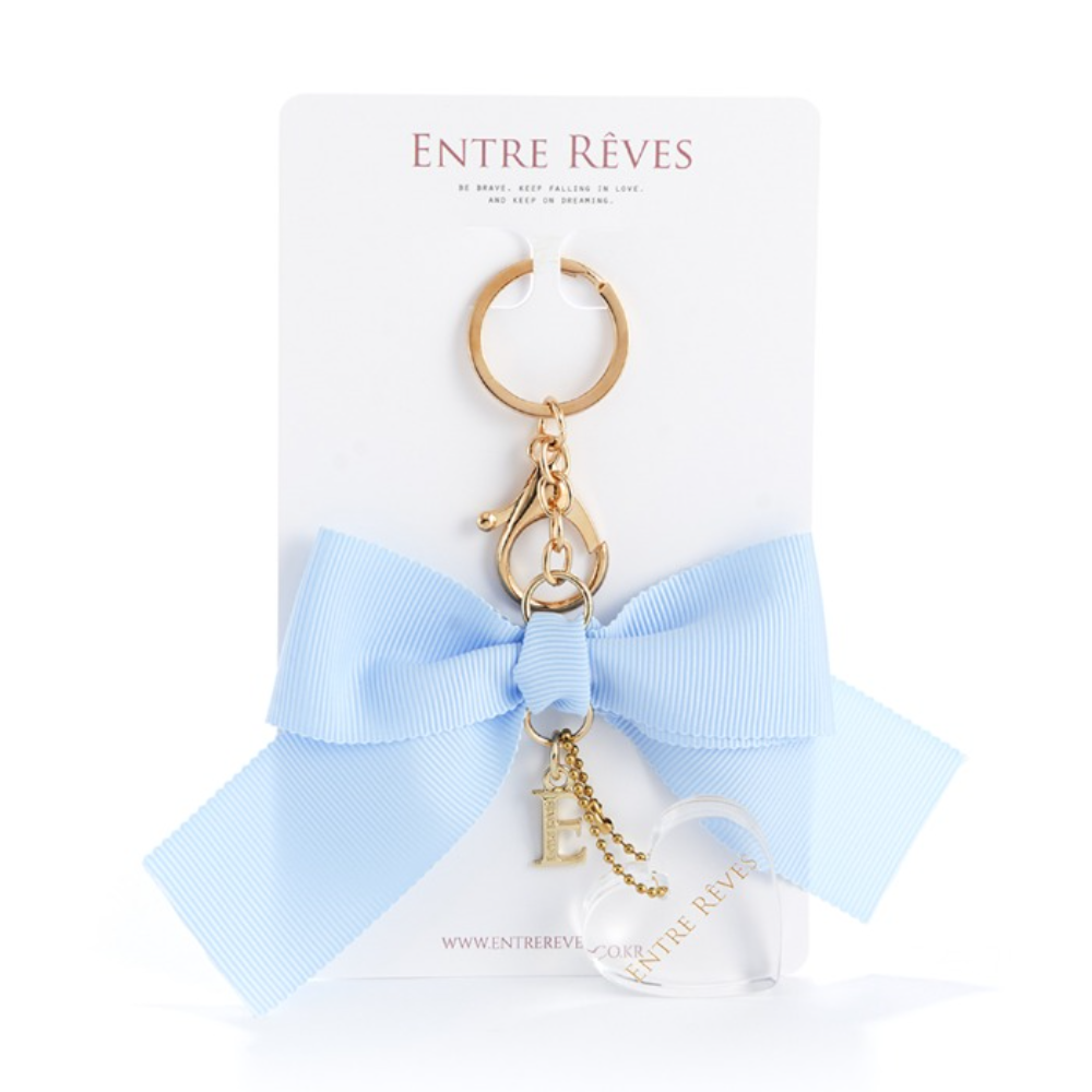 BLUE RIBBON HEART LOGO KEYRING - Entre Reves US