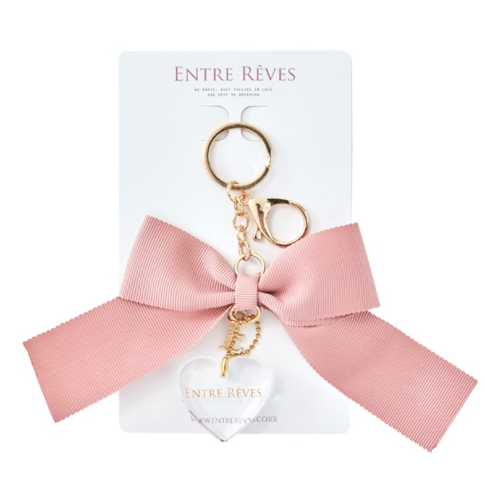 INDIE PINK RIBBON HEART LOGO KEYRING - Entre Reves US
