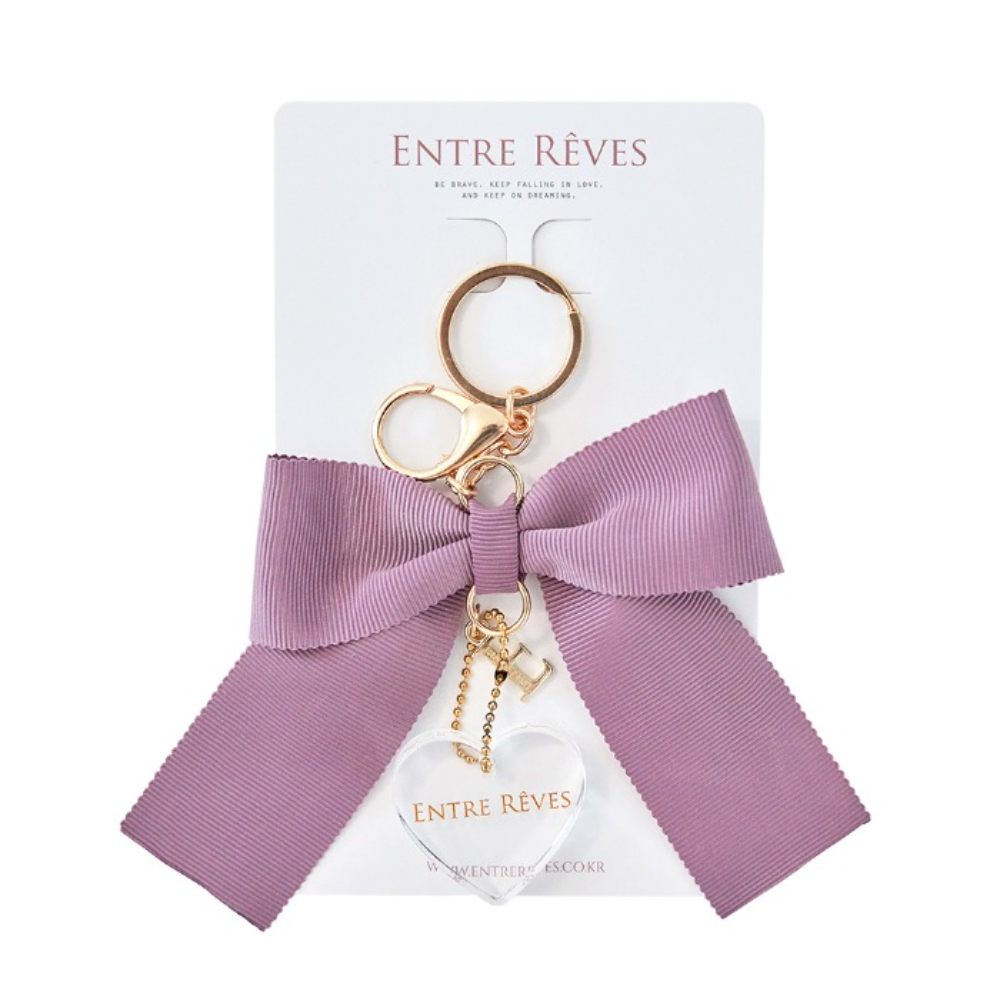 PURPLE RIBBON HEART LOGO KEYRING - Entre Reves US