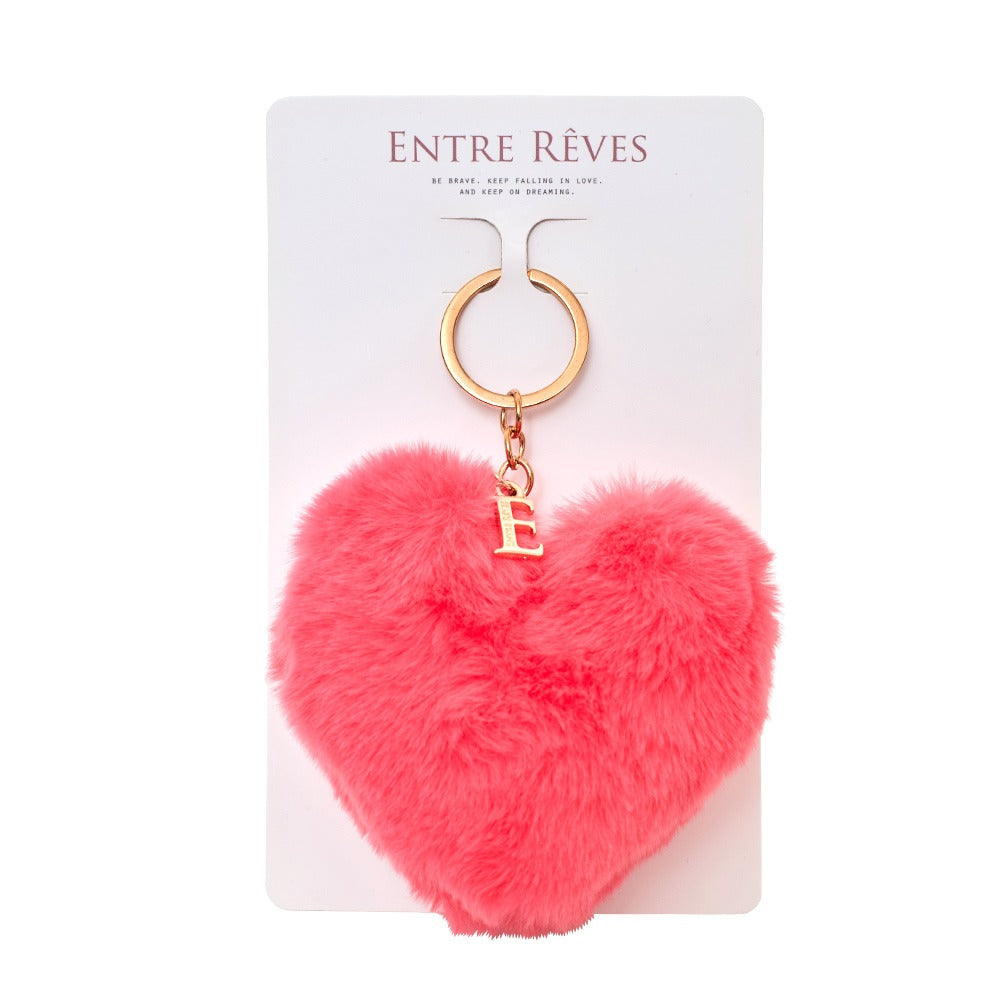 HEART FUR KEYRING LIGHT RED - Entre Reves US