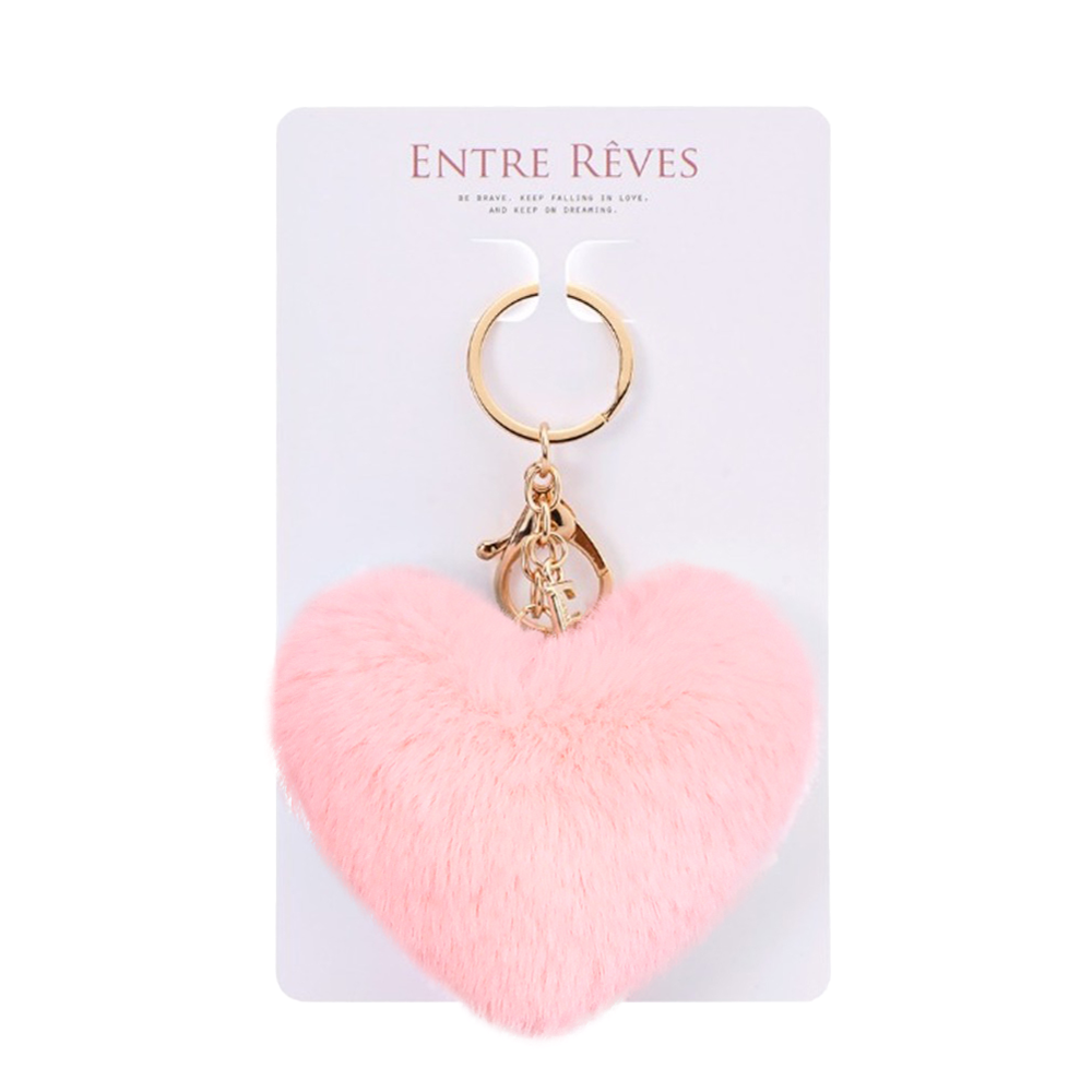 HEART FUR KEYRING PINK - Entre Reves US